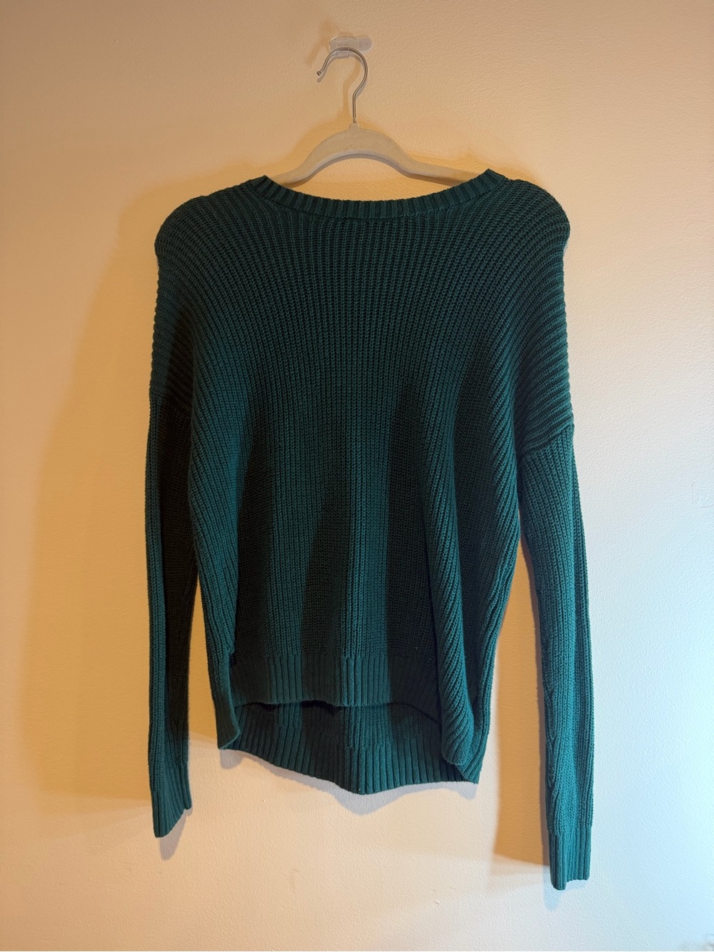 Hollister Ribbed Crewneck Sweater in Deep Green
